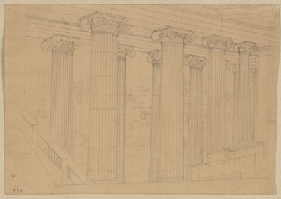 Berlin. Altes Museum am Lustgarten. Ausblick aus der Halle während des Baus von Karl Friedrich Schinkel
