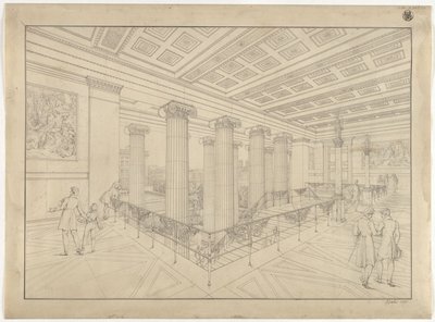 Berlin. Altes Museum am Lustgarten. Innere Ansicht der Haupttreppe von Karl Friedrich Schinkel
