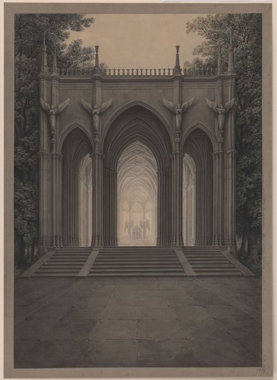 Berlin. Schloss Charlottenburg, Schlosspark, Mausoleum der Königin Luise. Ansicht von Karl Friedrich Schinkel
