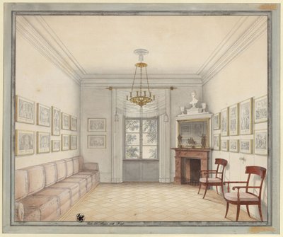 Berlin. Schloss Charlottenburg, Schlosspark, Neuer Pavillon (Schinkel-Pavillon). Ansicht des Weißen Zimmers als Muster für die Gestaltung der Räume im Obergeschoss von Karl Friedrich Schinkel