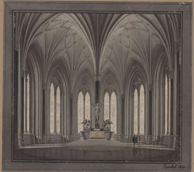 Berlin, Spittelmarkt. Entwurf zur Gertraudenkirche. Innenansicht des Chores von Karl Friedrich Schinkel