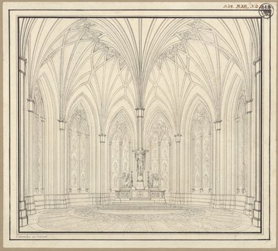 Berlin, Spittelmarkt. Entwurf zur Gertraudenkirche. Innenansicht des Chores von Karl Friedrich Schinkel