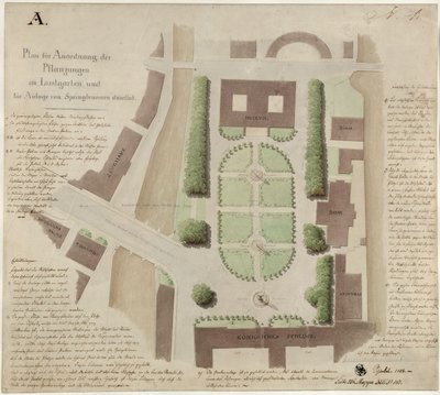 Berlin, Unter den Linden. Entwurf zur Gestaltung des Lustgartens von Karl Friedrich Schinkel