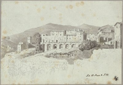 Blick auf den nachantik überbauten Kryptoportikus an der Piazza Domenico Tani in Tivoli von Karl Friedrich Schinkel