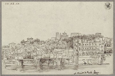 Blick über den Arno auf San Miniato al Monte in Florenz von Karl Friedrich Schinkel