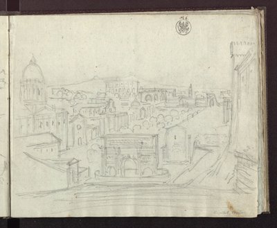 Blick vom Kapitol in Rom nach Osten auf das Forum mit dem Triumphbogen des Septimius Severus von Karl Friedrich Schinkel
