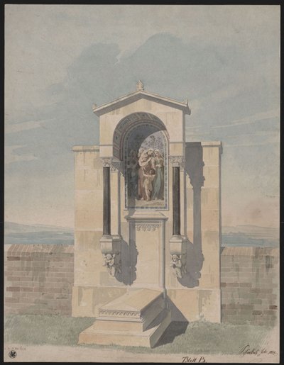 Bonn. Entwurf zum Grabdenkmal für Barthold Georg Niebuhr, mit dem Bild der christlichen Tugenden "Glaube, Liebe, Hoffnung" von Karl Friedrich Schinkel