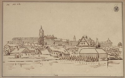 Der Hradschin in Prag, im Vordergrund Bauten auf der Kleinseite von Karl Friedrich Schinkel