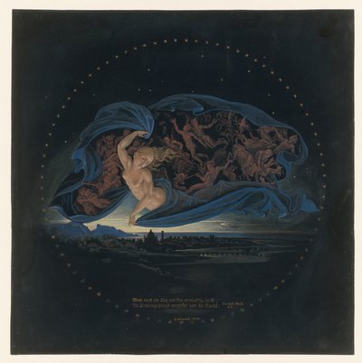 Die Nacht zieht über den Golf von Neapel von Karl Friedrich Schinkel