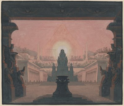 Die Zauberflöte. Oper von Wolfgang Amadeus Mozart. Entwurf zur 12. Dekoration. Der Sonnentempel des Sarastro von Karl Friedrich Schinkel