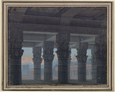 Die Zauberflöte. Oper von Wolfgang Amadeus Mozart. Entwurf zur 8. Dekoration. Vorhalle des Labyrinths von Karl Friedrich Schinkel