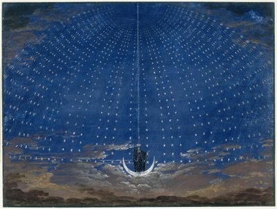 Die Zauberflöte. Oper von Wolfgang Amadeus Mozart. Entwurf zur Dekoration. Die Sternenhalle der Königin der Nacht von Karl Friedrich Schinkel