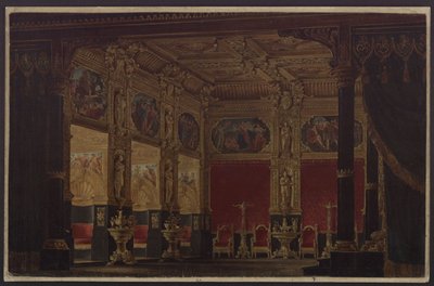 Don Carlos. Trauerspiel von Friedrich Schiller. Entwurf zur 5. Dekoration. Kabinett der Prinzessin von Eboli von Karl Friedrich Schinkel