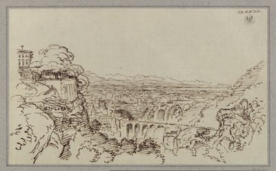 Eine Stadt, an die Lage von Tivoli erinnernd von Karl Friedrich Schinkel