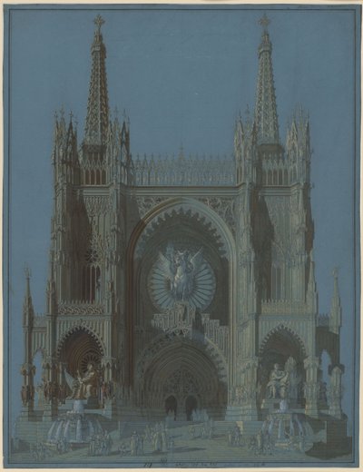 Fassade einer zweitürmigen gotischen Kathedrale von Karl Friedrich Schinkel