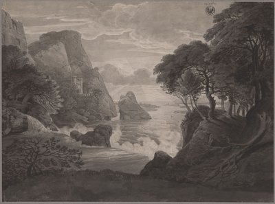 Felsige Küstenlandschaft mit einem Schloss von Karl Friedrich Schinkel