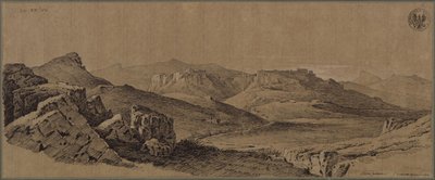 „Festung Castro Giovanni im Mittelpunkt von Sizilien“ / Ansicht von Enna auf Sizilien von Karl Friedrich Schinkel