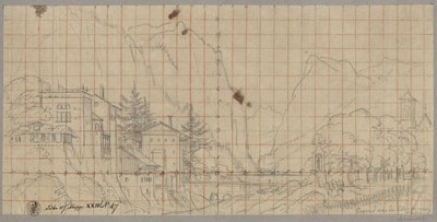 Landschaft aus dem Tal von Chamonix in der heutigen Region Rhône-Alpes in Frankreich von Karl Friedrich Schinkel