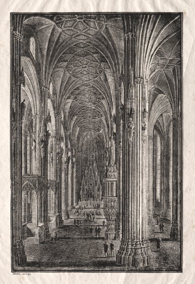 Innenraum des Stephansdoms in Wien, um 1810 von Karl Friedrich Schinkel