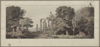 Kirche und Ruinen eines gotischen Klosters unter Bäumen von Karl Friedrich Schinkel