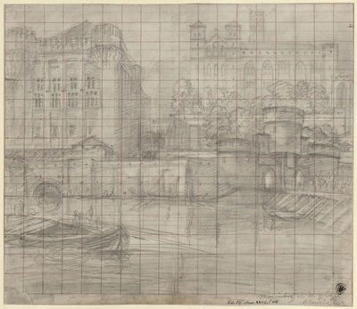 Malbork bei Danzig. Die Marienburg in früheren Zeiten, von der Nogat aus gesehen von Karl Friedrich Schinkel