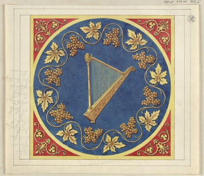 Medailonentwurf mit goldener Harfe von Karl Friedrich Schinkel