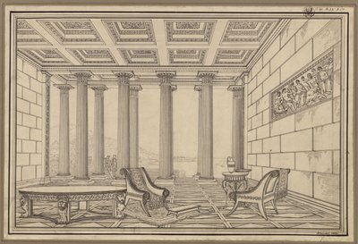 Offene Halle am Meer im antiken Stil von Karl Friedrich Schinkel