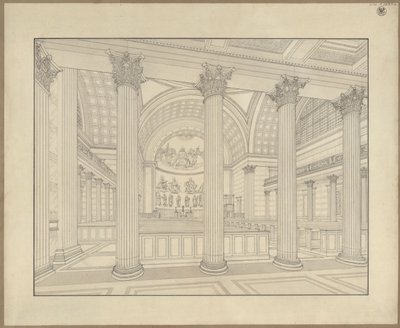 Potsdam. Nikolaikirche. Perspektivische Innenansicht des Ausführungsentwurfs von Karl Friedrich Schinkel