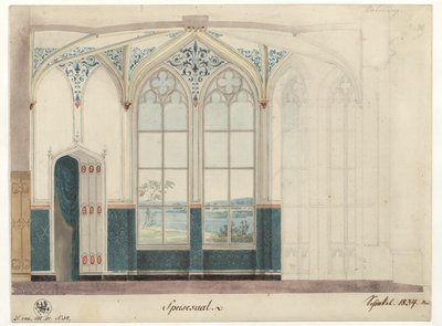 Potsdam. Schloss Babelsberg. Speisesaal. Wanddekoration von Karl Friedrich Schinkel