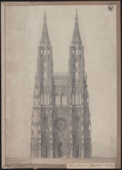 Straßburg. Münster. Entwurf zur Vollendung der Westfassade von Karl Friedrich Schinkel