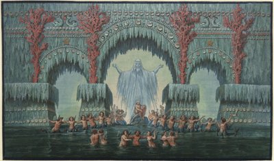 Undine. Oper von E. T. A. Hoffmann. Entwurf der 10. Dekoration. Kühleborns Wasserpalast von Karl Friedrich Schinkel