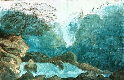 Wasserfall im Wald, Bühnenbild für eine Produktion von Undine von Karl Friedrich Schinkel