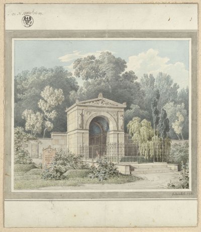 Zeitz. Entwurf zum Grabdenkmal für Johann Friedrich Delbrück. Ansicht von Karl Friedrich Schinkel