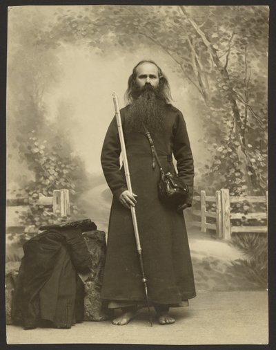 Ein barfüßiger heiliger Wanderer, Vasilii (sein Name) von Karl Karlovitz Bulla