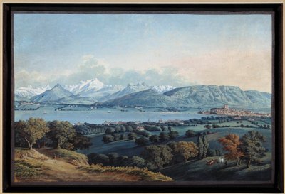 Blick auf Genf mit dem Genfersee und dem Mont Blanc von Karl Ludwig Hackert