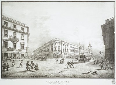 Ansicht der Sadovaya-Straße in Sankt Petersburg, Mitte des 19. Jahrhunderts von Karl Petrovich Beggrov