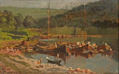 Karl Weysser - Schiffe in Neckarsteinach, 1893 von Karl Weysser