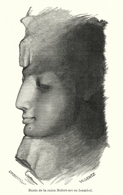 Büste der altägyptischen Königin Nefertari, Frau von Ramses dem Großen, Abu Simbel von Karl Wilhelm Gentz