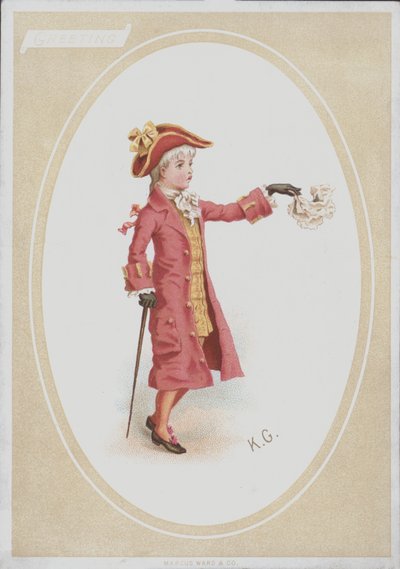 Junge im roten Anzug, der ein Taschentuch schwenkt von Kate (after) Greenaway