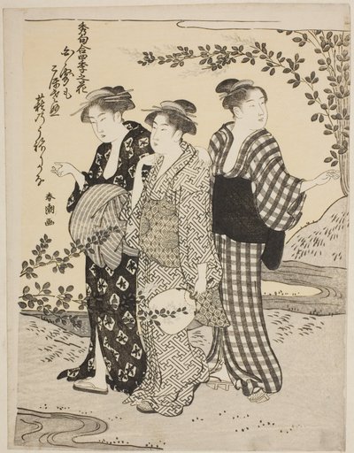 Buschklee im Sommer, aus der Serie "Die schönsten Oden zu den Blumen der vier Jahreszeiten (Shuku awase, shiki no hana)" von Katsukawa Shuncho