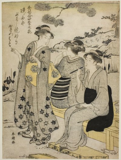 Hasenohren-Iris im Herbst, aus der Serie "Die schönsten Oden zu Blumen der vier Jahreszeiten" von Katsukawa Shuncho