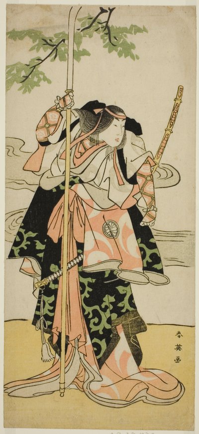 Der Schauspieler Segawa Kikunojo III als Lady Tomoe (Tomoe Gozen) im Stück Yasa Gumbai Miyako no Jindori, aufgeführt im Miyako-Theater im elften Monat, 1793 von Katsukawa Shun