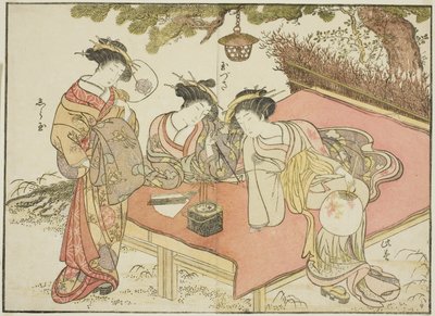 Kurtisanen des Yadaya, aus dem Buch "Spiegel der schönen Frauen der Vergnügungsviertel (Seiro bijin awase sugata kagami)" von Katsukawa Shunsho