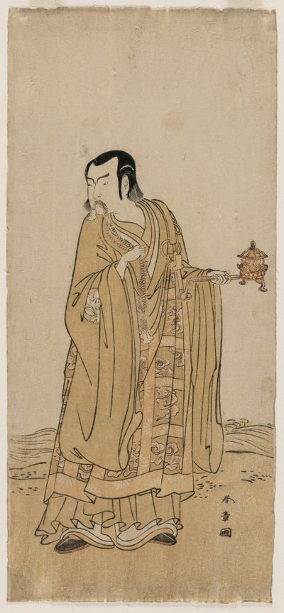 Ichimura Uzaemon IX als Shingen in Eine Reihe von Gebetsperlen, die an einem Wasserfallband geschüttelt werden von Katsukawa Shunsho