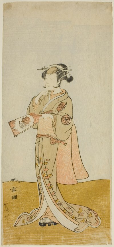 Der Schauspieler Arashi Hinaji in einer nicht identifizierten Frauenrolle von Katsukawa Shunsho