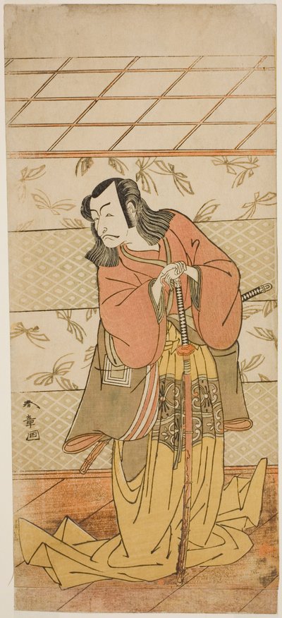 Der Schauspieler Ichikawa Danjuro V als Ashiya Doman im Stück Kikyo-zome Onna Urakata, aufgeführt im Morita Theater im siebten Monat, 1776 von Katsukawa Shunsho