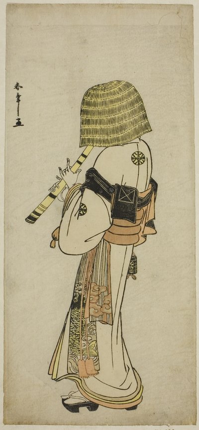 Der Schauspieler Nakamura Nakazo I als Kakogawa Honzo in Komuso-Kleidung im Stück Kanadehon Chushingura, ca. 1783 (Farbholzschnitt; Hosoban) von Katsukawa Shunsho