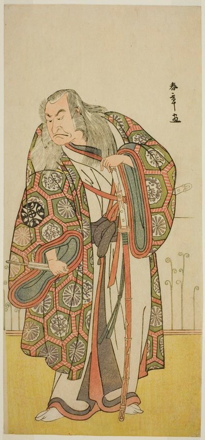 Der Schauspieler Nakamura Nakazo I als Schwertmeister Takuma Genryu (?) im Stück Edo no Fuji Wakayagi Soga (?), aufgeführt im Nakamura Theater (?) im ersten Monat, 1789 (?) von Katsukawa Shunsho