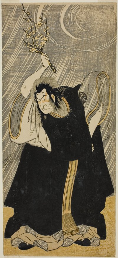 Der Schauspieler Nakamura Nakazo I als Donnergott, eine Inkarnation von Kan Shojo, im Stück "Sugawara Denju Tenarai Kagami," aufgeführt im Morita Theater im dritten Monat, 1780 von Katsukawa Shunsho