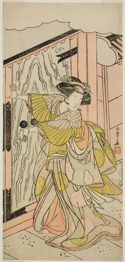 Der Schauspieler Nakamura Tomijuro I als Lady Hangaku im Stück Wada-gassen Onna Maizuru, aufgeführt im Nakamura-Theater im siebten Monat, 1777 von Katsukawa Shunsho